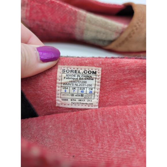 Sorel Women's Yaquina Moc Loafer Knit Leather Slip on Round Toe Red Size 9 - Picture 6 of 7